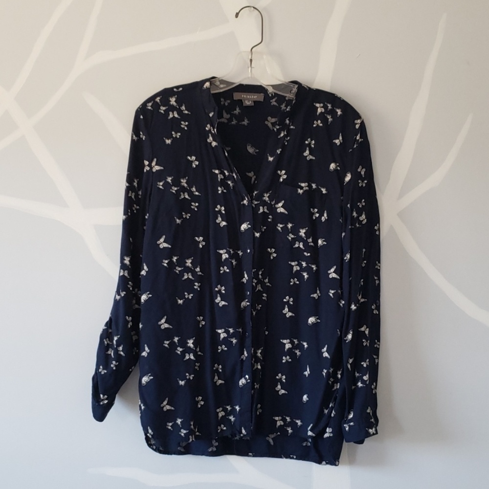 Soft Navy blue shirt with butterflies